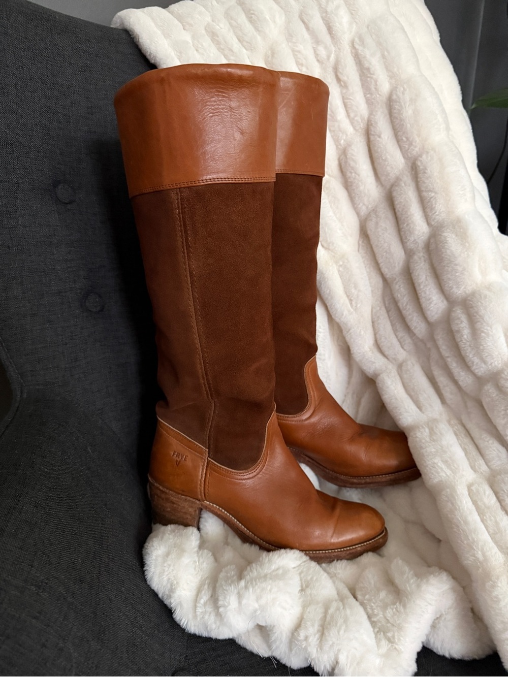 Frye Two-Tone Brown Leather & Suede Vintage Campus Boot